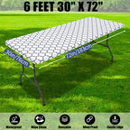 6 Foot Waterproof Elastic Fitted Tablecloths Rectangle Washable Polyester Table Cover Camping Outdoor