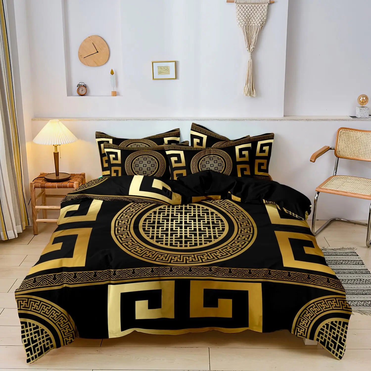 3pcs Set Luxury Baroque Geometric Duvet Cover Set Suitable For Bedroom Hotel Inn School Dormitory Can Be Used As Holiday Gifts