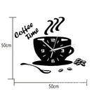 3D Acrylic DIY Wall Clock Mirror Wall Clocks Simple Home Digital Wall Sticker Decoration Mute Coffee Cup Wall Quartz Clock