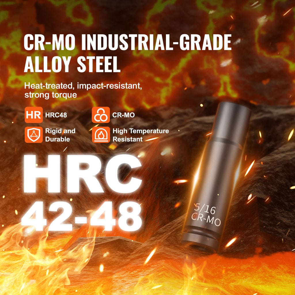SucceBuy Drive Impact Socket Set Deep & Shallow Socket Set Cr-Mo Alloy Steel Auto Repair EasytoRead Size Markings Storage Case
