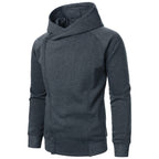 Autumn winter men's solid color hooded top Long sleeve side zipper design hoodie