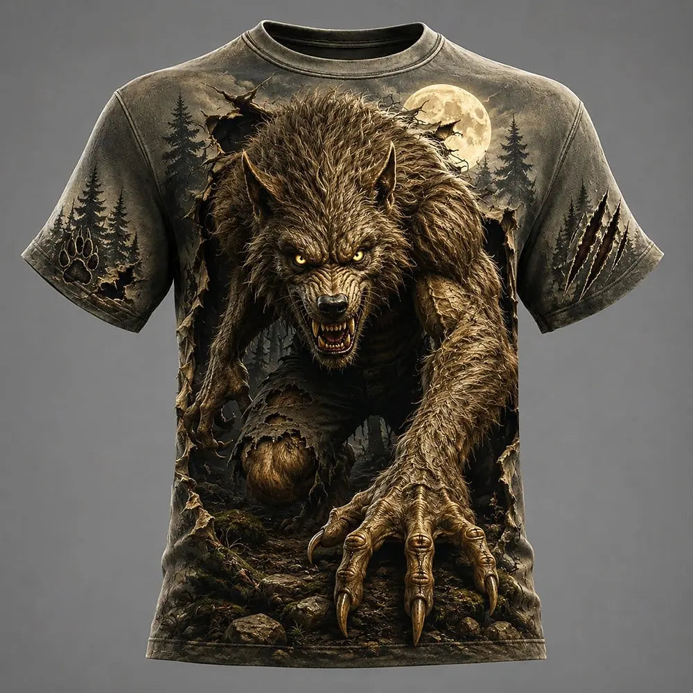 Multi-color Camo Wolf Skull 3D Print Men T Shirt Short Sleeve Crew Neck Outdoor Gothic Casual Summer Streetwear Tee