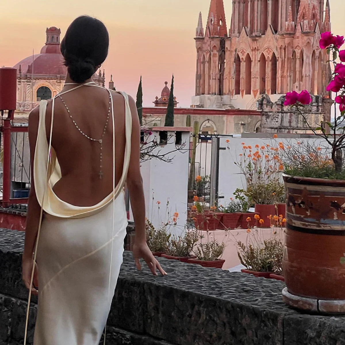 Sexy Women Long Dress Sleeveless Draped Neck Backless Lacing Slim Fit Dress For Party Cocktail Evening Club Street Style S M L