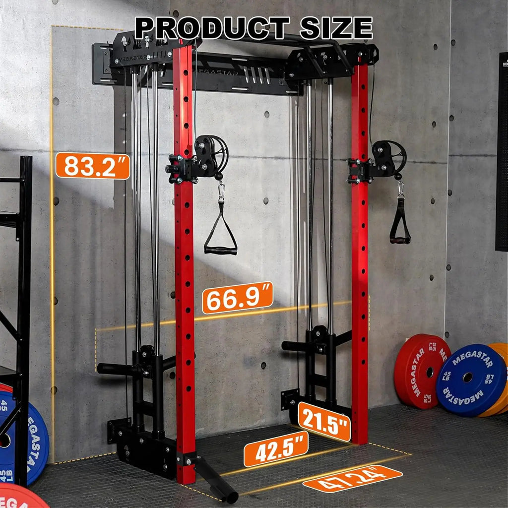 Wall Mounted Power Cage Squat Rack 2000LB Capacity Dual Crossover System 16 Attachments Home Gym, Custom