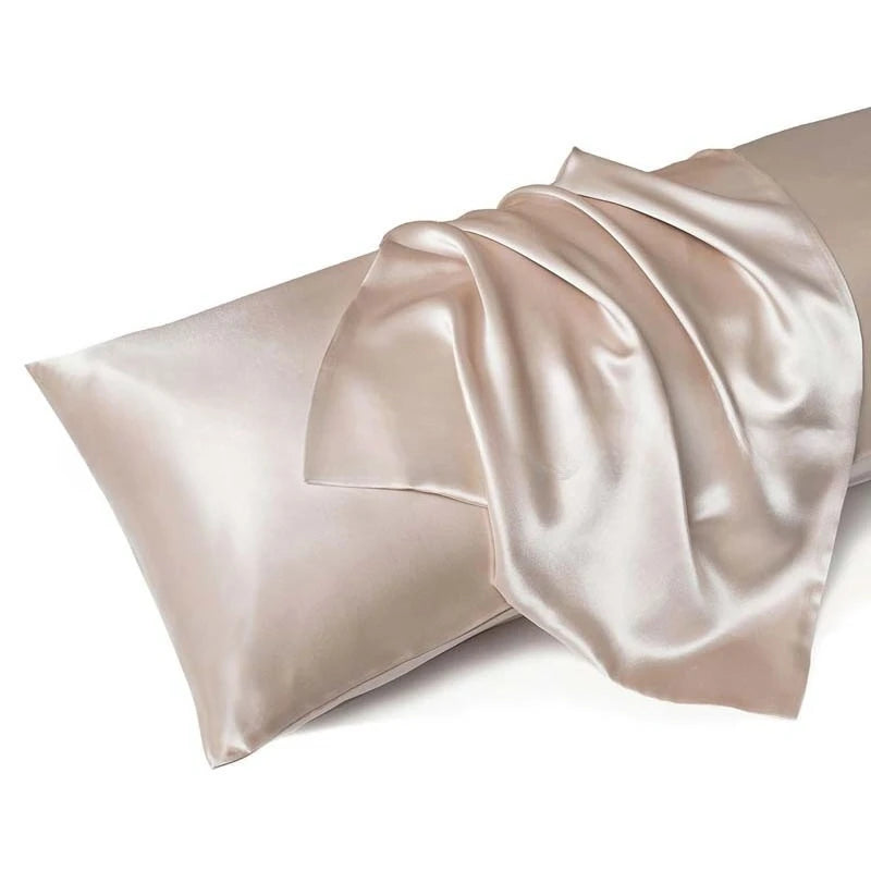 1 Pair Satin Pillowcase - Anti-Allergy Breathable Bedding Polyester Satin with Envelope Closure Machine Washable & Skin-Friendly