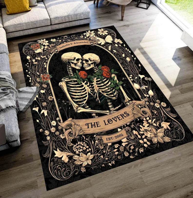 Skeleton Trap Rug, Halloween Floor Mat, Spooky 3D Hole Carpet, Gothic Home Decor