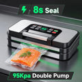 95KPA Dual Pump Vacuum Sealer Machine 10 Modes Double Seal Dry/Moist Food Vacuum Packing with Hose & Roll Bags Upgraded Design