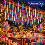 Christmas Lights USB Meteor Shower Falling Rain Icicle Fairy String Lights for New Year Birthday Wedding Party Decor