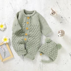 Newborn Baby Clothes Set Knitted Infant Girl Boy Romper +Hat +Gloves +Shoes Fall 4PC Long Sleeve Jumpsuit Outfits +Mitten +Boots