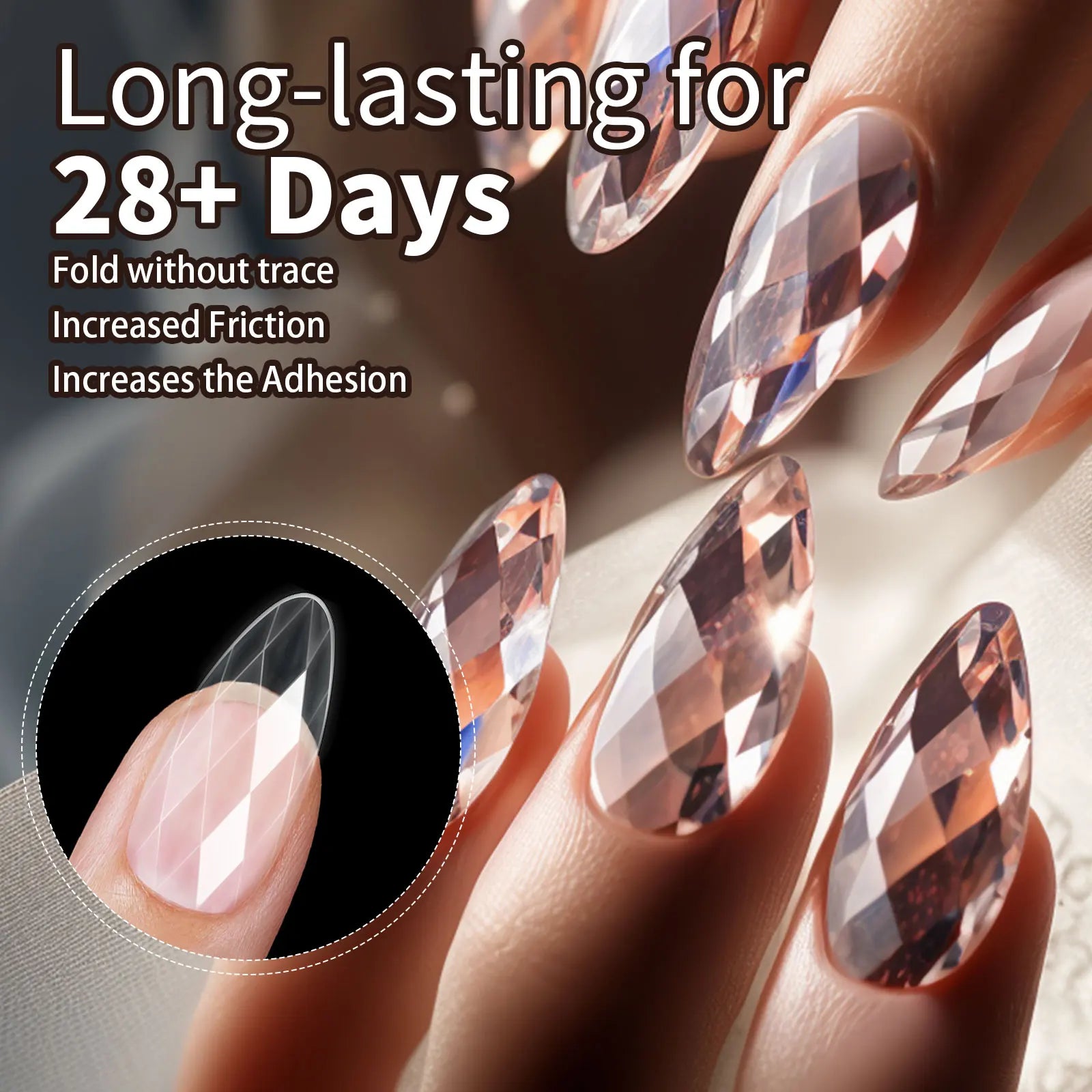 New 120/140pcs Square Almond Coffin Nail Extension Tips Natural Clear Full Cover Nails Dual Form 3D Diamond Soft Gel Nail Tips