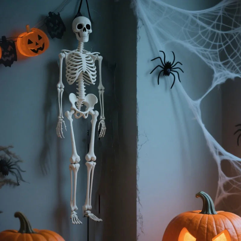 1pc Halloween Skull Skeleton 40cm Posable Skeleton Human Shape Bones Halloween Party Home Decorations Haunted House Horror Props
