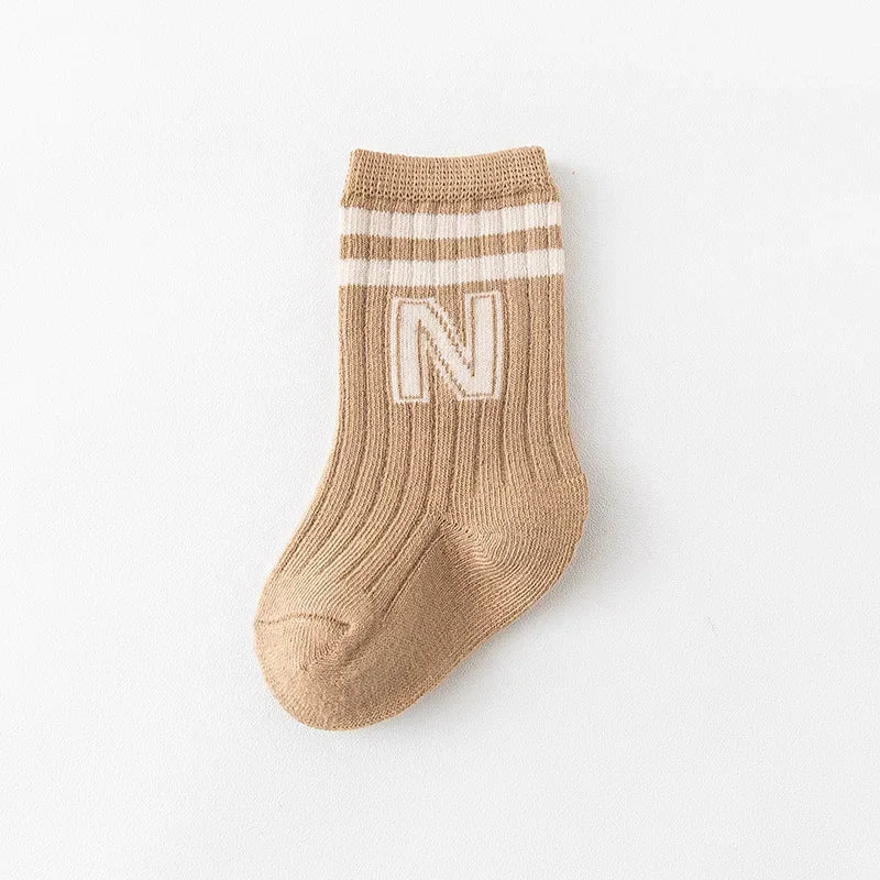 Fashion Stripped Baby Socks Korean Soft Cotton Breathable Elastic Middle Tube Socks Toddler Infant Kids Casual Short Socks