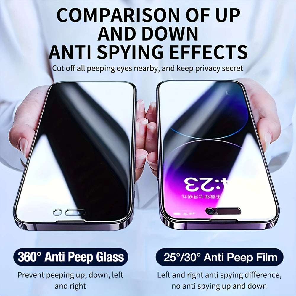 NNBILI 2 Packs 4 Way 360 Degree Privacy Screen Protector for iPhone 17 16 15 14 13 12 11 Pro Max 17e Full Coverage Anti Scratch