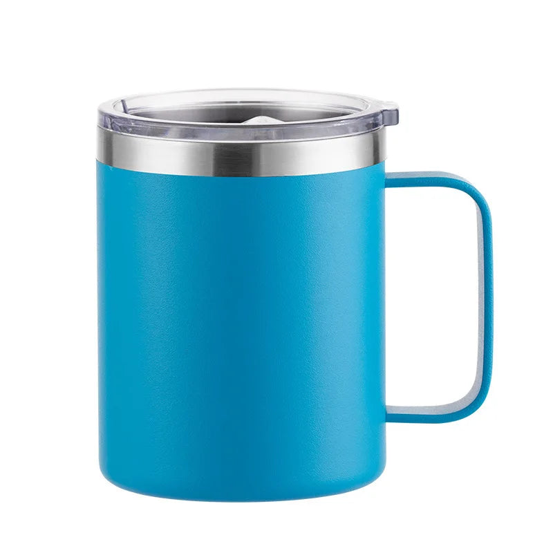 Custom Logo Name Stainless Steel Insulated Coffee Mug Tumbler with Handle 12 oz 360ml Tumbler Cup with Lid for Hot & Cold Drinks