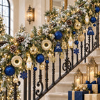60Pcs Blue Gold Christmas Ornaments Set Shatterproof Multi Shapes Gnome Donut Snowflake Gift Balls Xmas Tree Hanging Party Decor