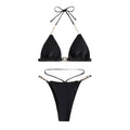 New Women's Deep V Neck Bikini Set Elegant Push Up Backless Swimsuit with Chain Straps Sexy Cute Style Summer Beachwear