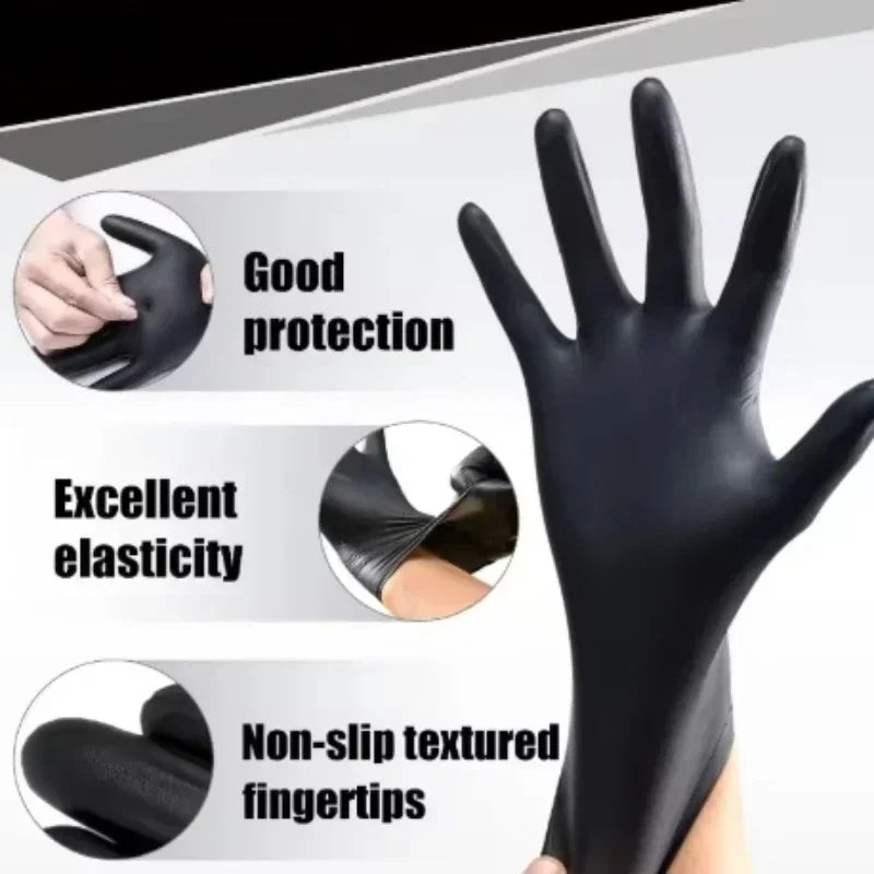20-100PCS Disposable Black Nitrile Gloves for Household Use Latex Free Powder Free Cleaning Gloves Tattoo Hairdressing Tools