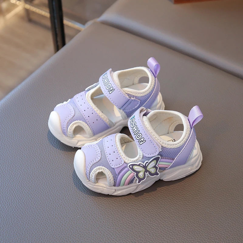 2026 Summer New Children's Sports Sandals Girls' Beach Shoes Fashion Butterfly Classic Sweet and Casual Soft Bottom Sandals