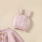 Infant Baby Rompers Knit Newborn Girl Boy Jumpsuit Long Sleeve Autumn Toddler Child Clothes Hat 0-18M Fashion Solid 2PC Overalls
