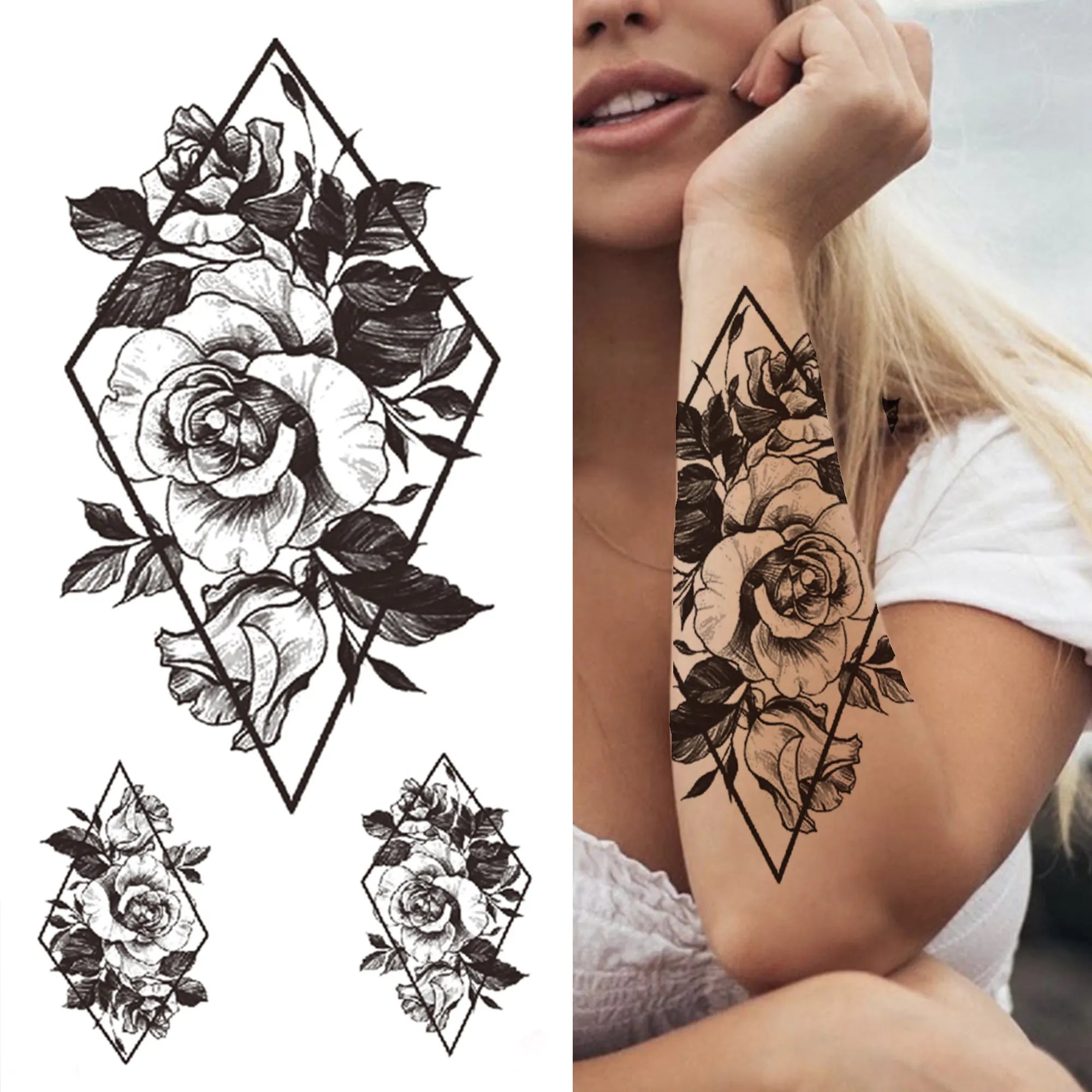 Full Arm Temporary Tattoos Sleeve For Men Women Realistic Fake Tatoos Warrior Lion Tiger Flower Tatoo Sticker Black Totem Maori