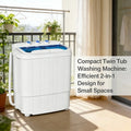 Portable Twin Tub Washing Machine Combo with Spin Dryer 16lbs Compact Laundry Washer for Apartment Dorm RV Camping
