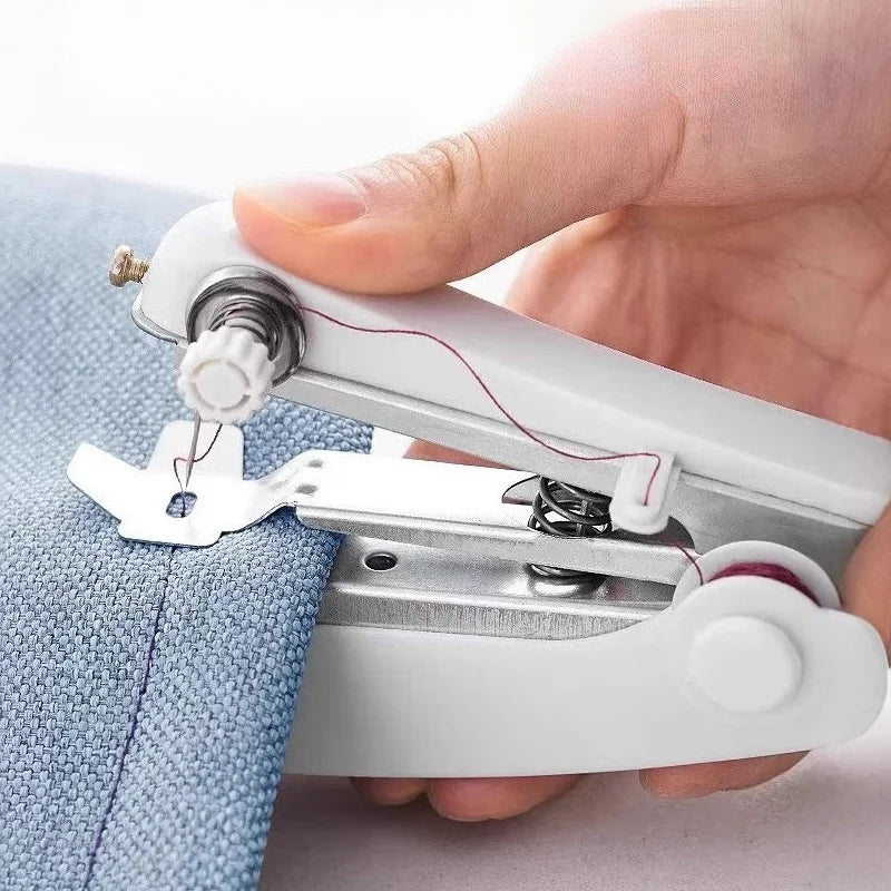 1 Mini Handheld Sewing Machine + 12 Random‑Color Thread Spools, Portable Easy‑Use Manual Sewing Tool for Home