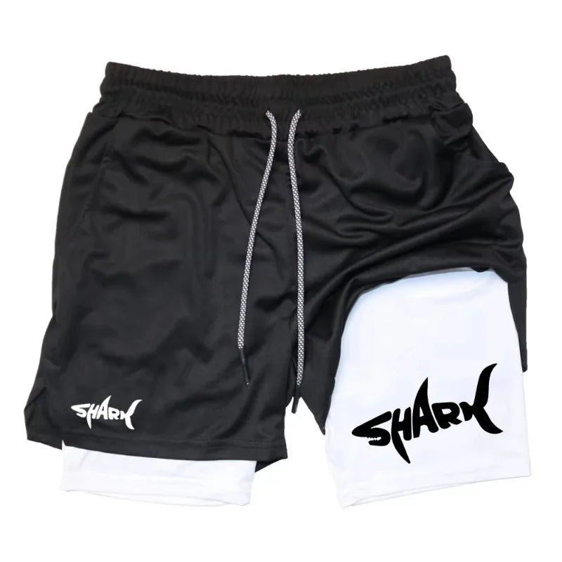 Men's Summer Double-Layer 2-in-1 Shorts for Jogging Exercise Quick Drying Breathable Dry Healthy Fitness Running Pants