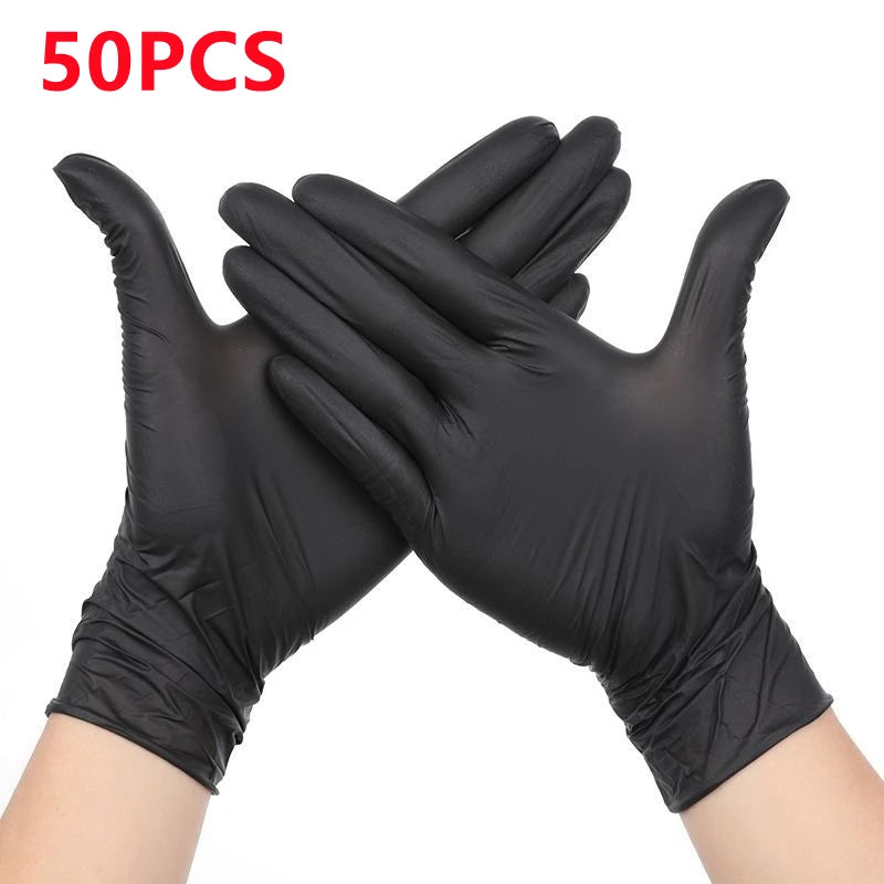 20/50/100PCS Black Nitrile Gloves Disposable Latex Powder Free Gloves for Kitchen Cleaning Industrial Working Hair Dye Gloves