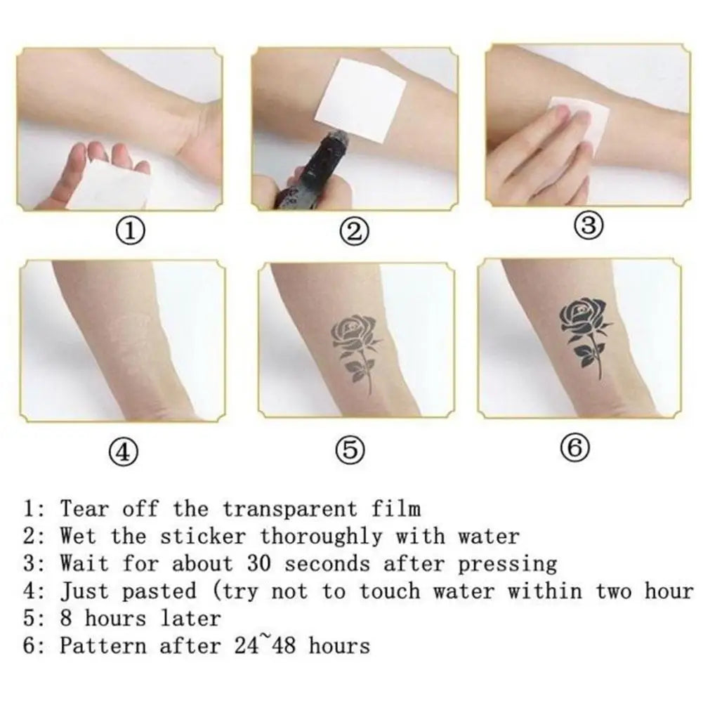 Snake Dark Semi-permanent Juice Herbal Tattoo Sticker Full Arm Gear Death Flower Leg Waterproof Fake Tatto Lasting Art Men Women
