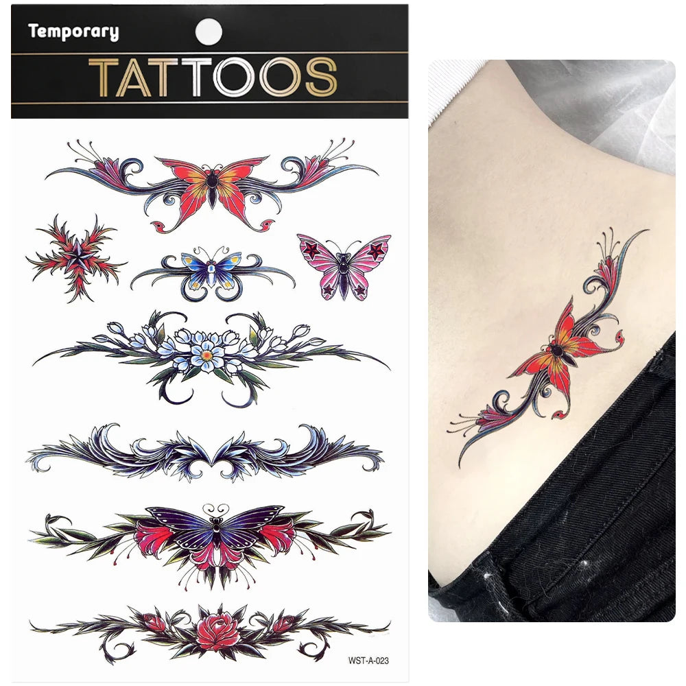 Waterproof Colourful Temporary Tattoos Sticker  Scorpion Butterfly Transfer Fake Tatoo Men Women Body Arm Fake Tattoo Stickers