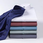 Spring Autumn Men Long Sleeve Shirts Business Casual Wrinkle Resistant Solid Color Formal Dress Slim Fit Work Social Shirt S-8XL