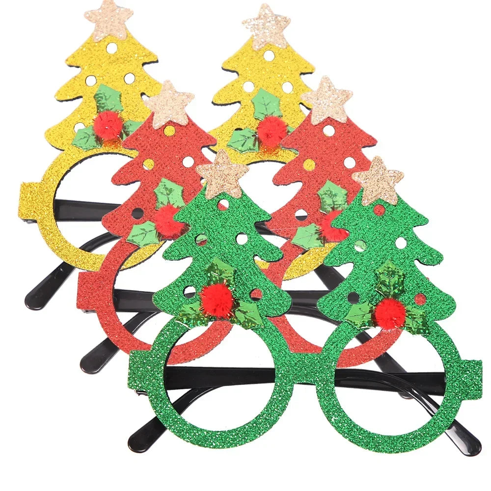 Christmas Glasses Santa Claus Xmas Tree Snowman Plastic Glasses Kid Gift Xmas Party Supplies Photo Props Christmas Decoration