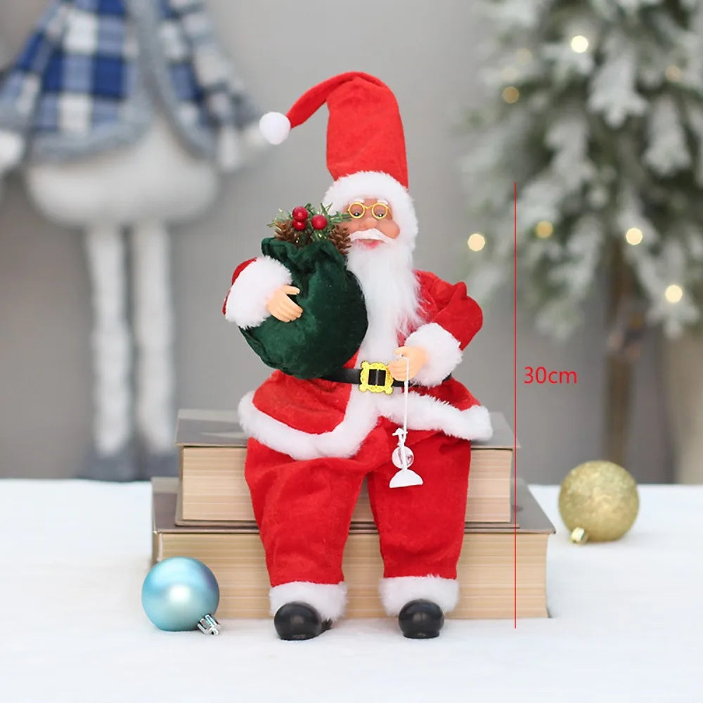 Christmas Decorations 30cm Sitting Santa Claus Gift Window Display Ornament