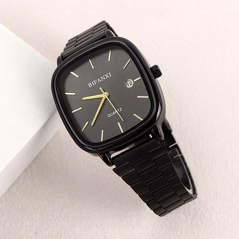 Famous Brand Men Calendar Watch Stainless Steel Strip Quartz Watches Dropshipping Luxury Gift Gold Wristwatches Wholesale