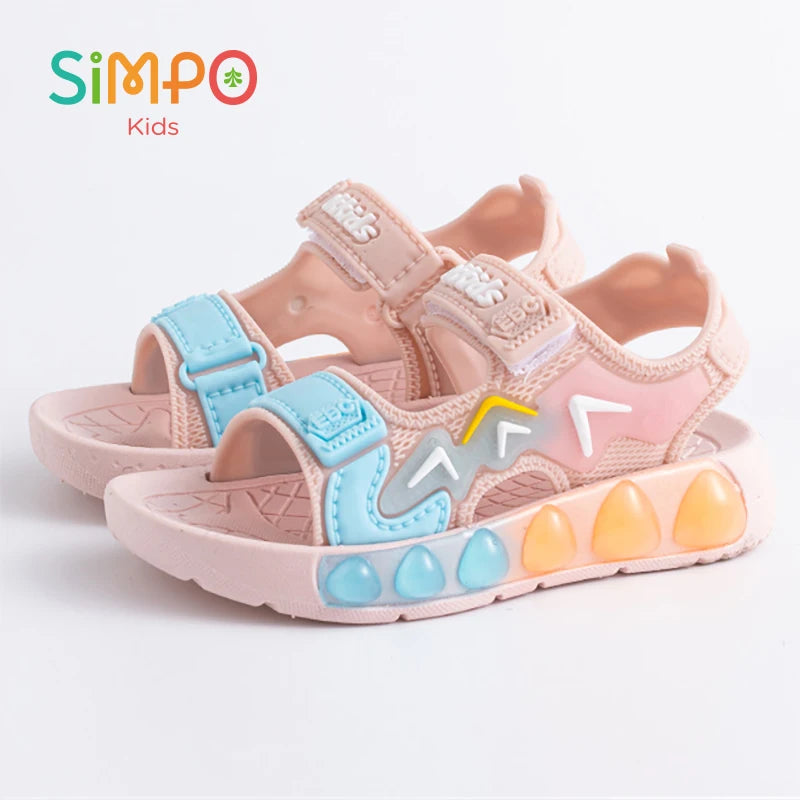 1 Pair Sport Sandals For Boys And Girls Summer Outdoor Soft Bottom Breathable Lightweight Casual Beach Shoes With Hook & Loop