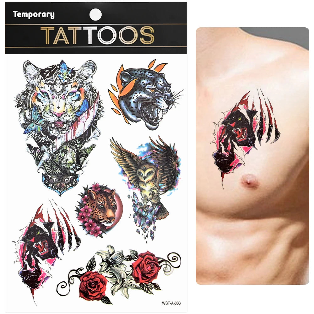 Waterproof Colourful Temporary Tattoos Sticker  Scorpion Butterfly Transfer Fake Tatoo Men Women Body Arm Fake Tattoo Stickers