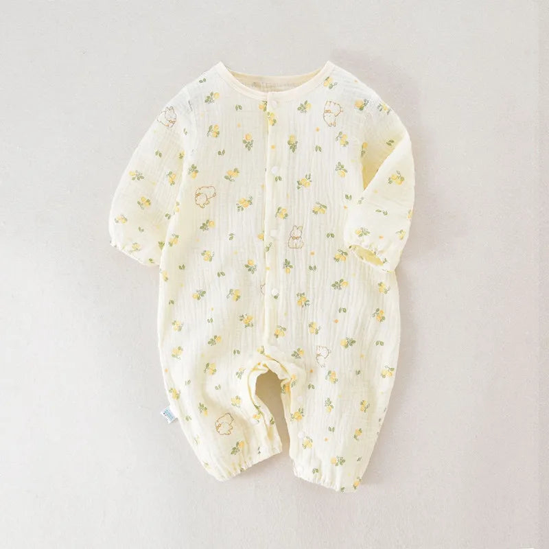 Baby Boys Girls Clothes Newborn Jumpsuit Muslin Cotton Long Sleeve Romper Infant Autumn Spring Clothes 0-2T