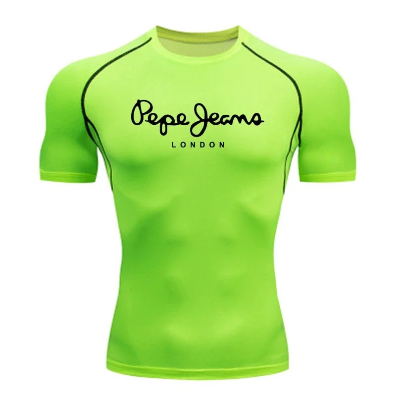 Sports T-shirt Men's Quick Drying Short Sleeved Sports T-shirt Top Gym Fitness Tight Fitting Shirt Training Running T-shirt Men