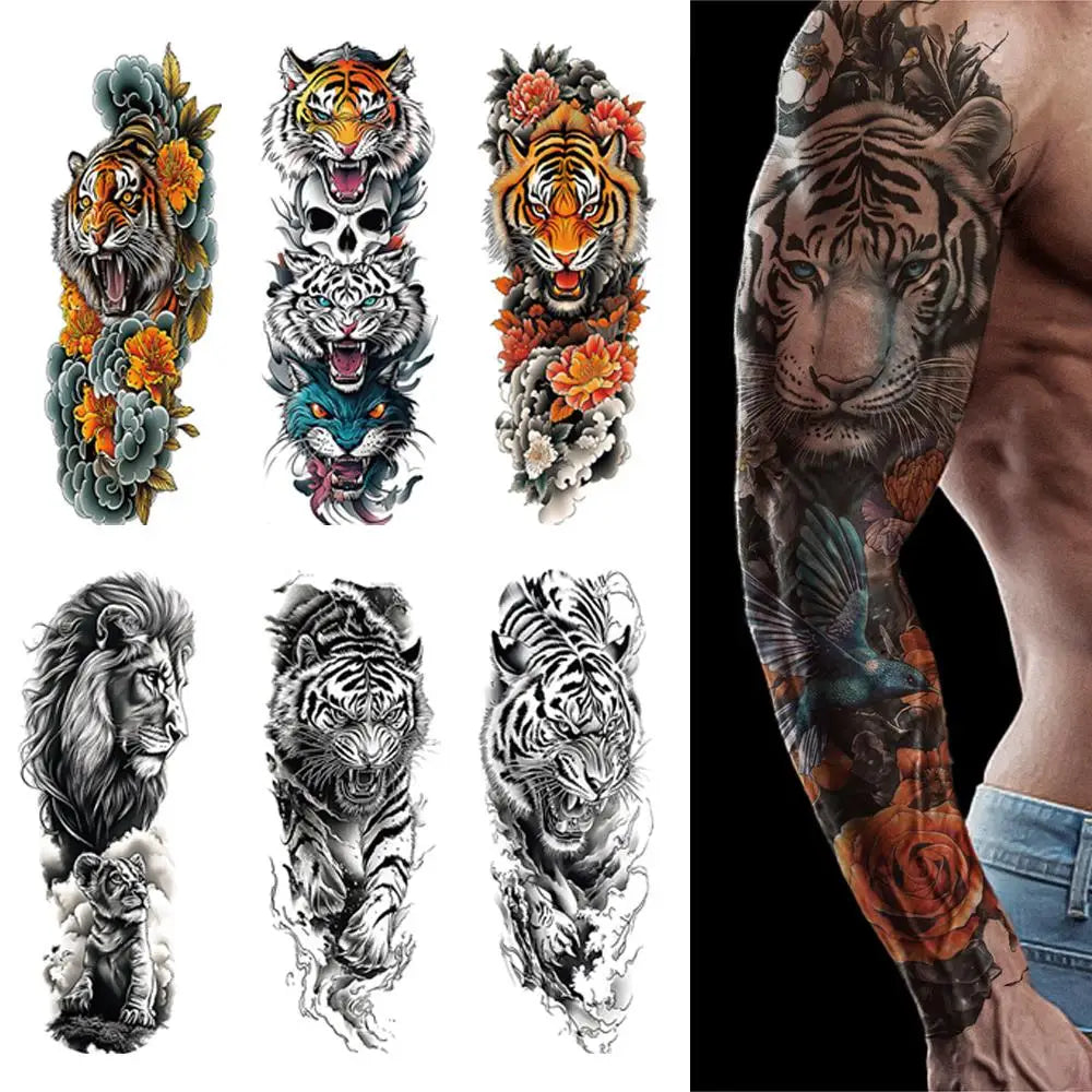 1 PC Temporary Fake Tattoo Colorful Water Transfer Stickers Waterproof Fake Tattoo Lasting Full Leg Arm Decor Body Art Paster