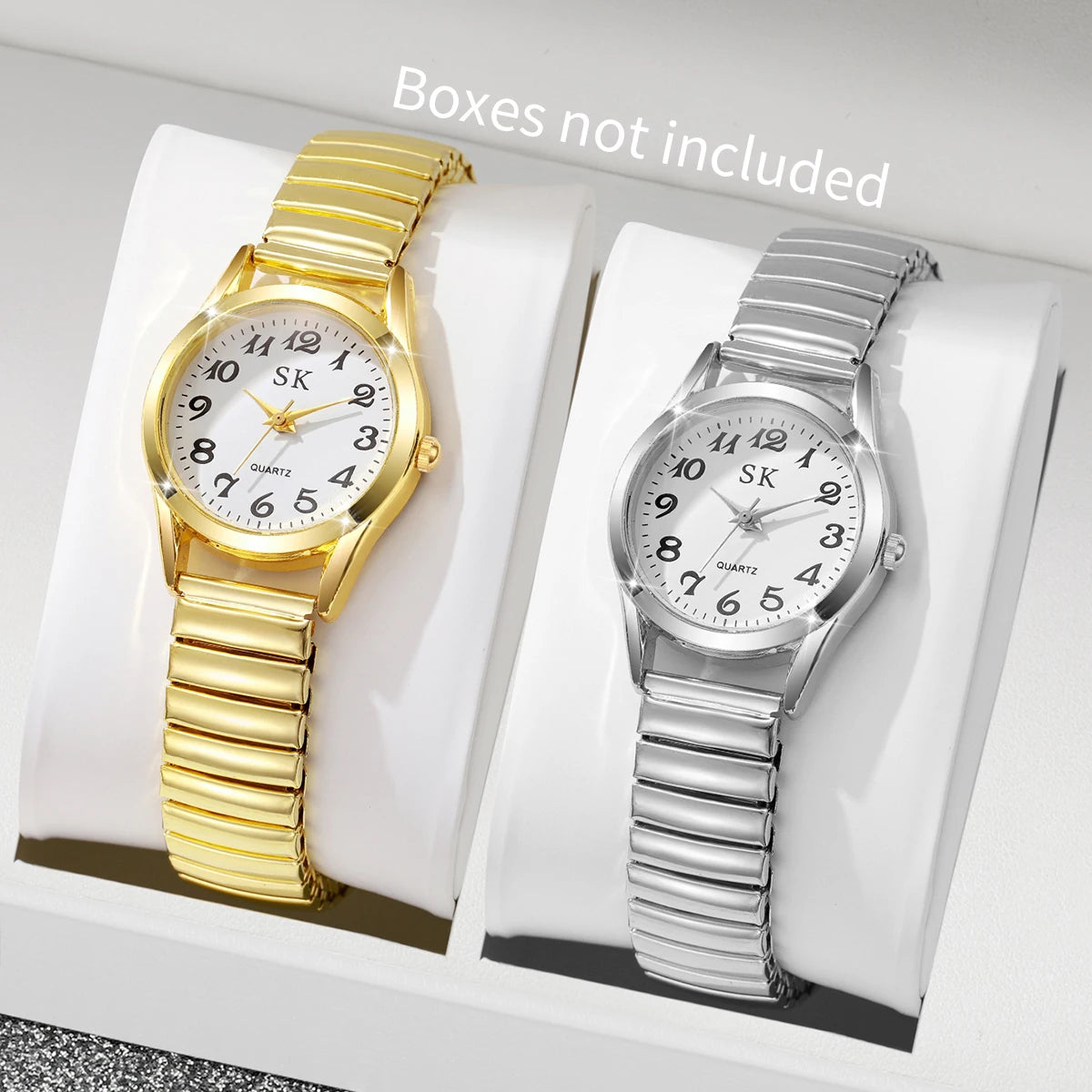 Middle-aged and elderly watches, men's large digital dial, women's watch, steel spring strap, elastic band, elderly watch