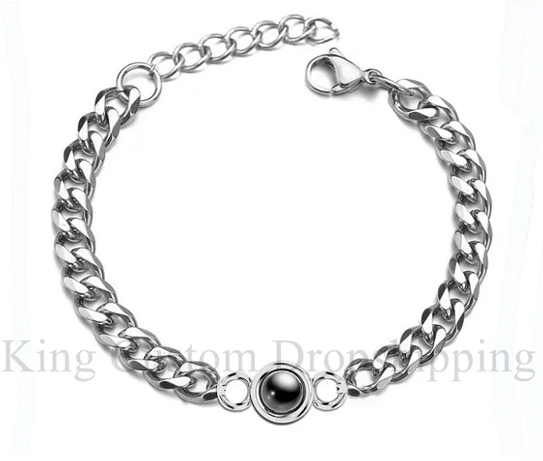 Men's Circle Projection Bracelet Steel Jewelry Custom Photos Valentine's Day Gifts Friends Christmas Gifts Original Design