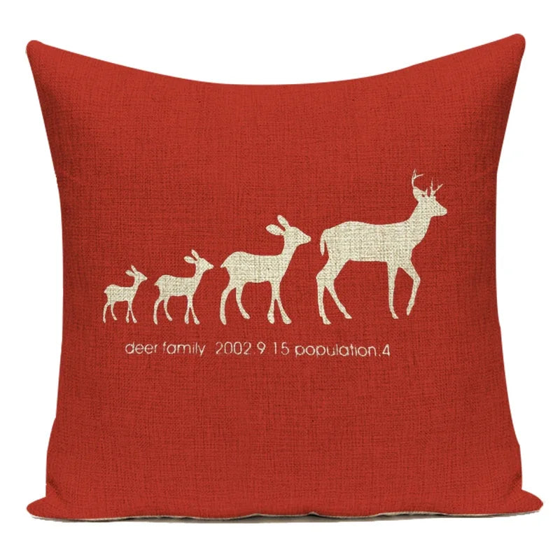Merry Christmas Cute Cartoon Decorative Pillows Case Santa Christmas Tree Deer Snowman Polyester Cushion Cover For Bed Room