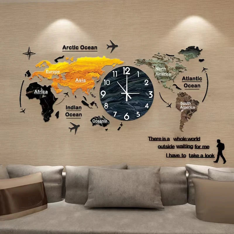 Unique Acrylic Wall Clock 3D DIY Large Wall Hanging Clock with Stickers for Office Home Living Room Wall Art Home Decorations
