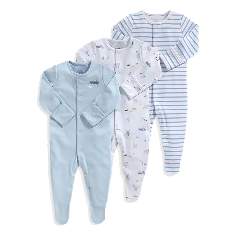 Brand Newborn Babies Clothes Infant Baby Boys Girls Romper Cotton Long Sleeve Pajamas Jumpsuit Toddler Clothes Outfits 3Pcs/Lot