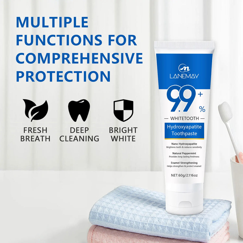 Hydroxyapatite Toothpaste - Deeply Cleans and Whitens Teeth, Reduces Tooth Sensitivity, and Freshens Breath 60g