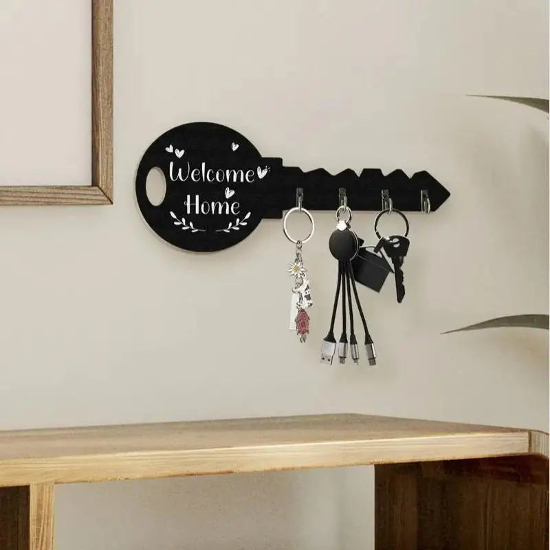1 Piece Bohemian Style Country Wooden Key Stand With Space-Saving Wall-Mounted Organizer Shelf And Hook - Easy To Install