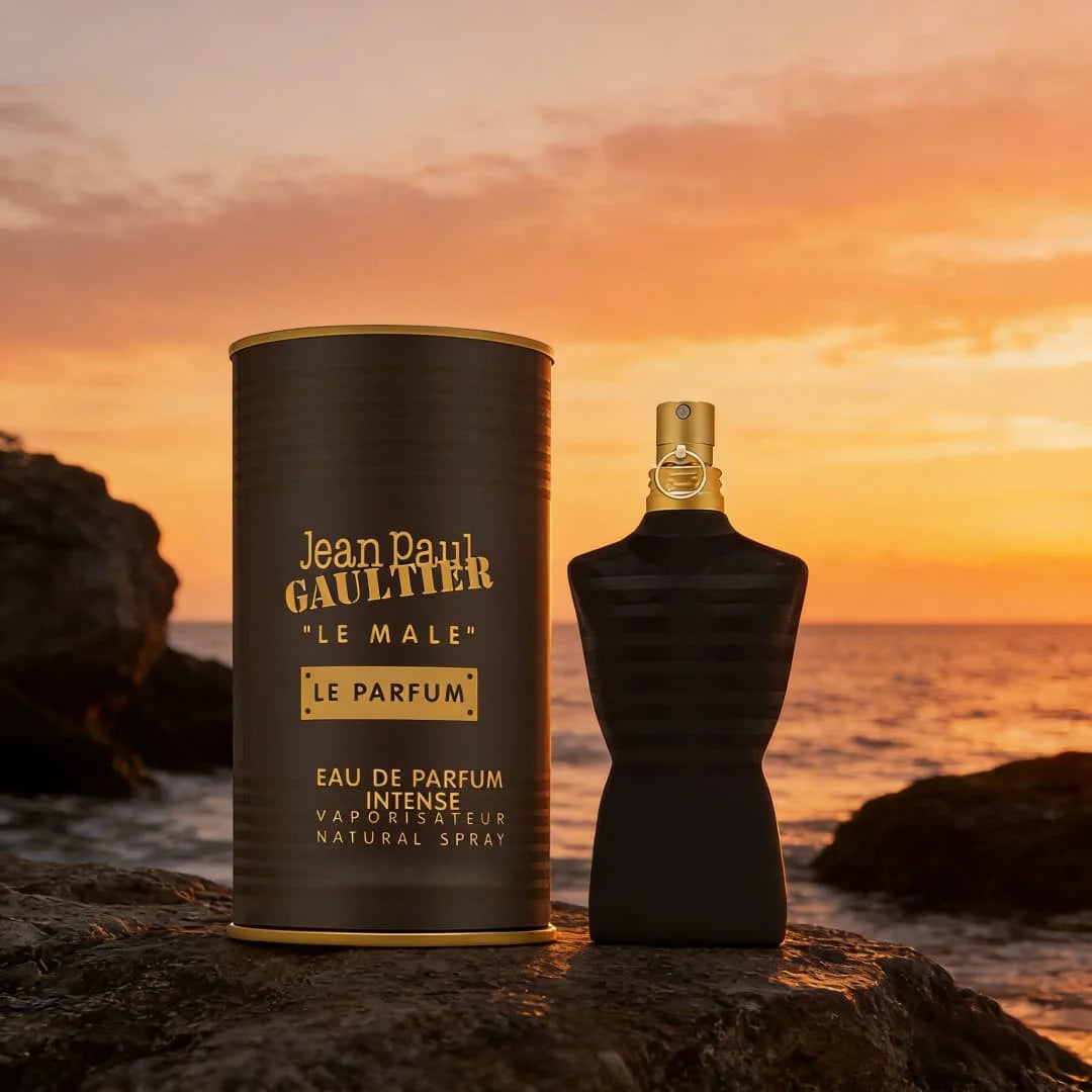Jean Paul Gaultier Le Male Le Parfum | Black-gold luxury design, oud-vanilla notes, maximum longevity