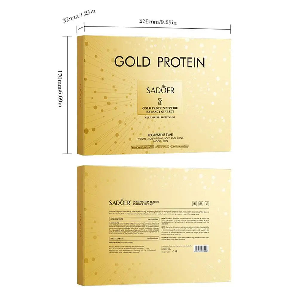 SADOER Gold Protein Peptide Essence Set, Absorbable Collagen Threads, Hydrating Firming Anti-Aging, Nourish Skin Smoothing