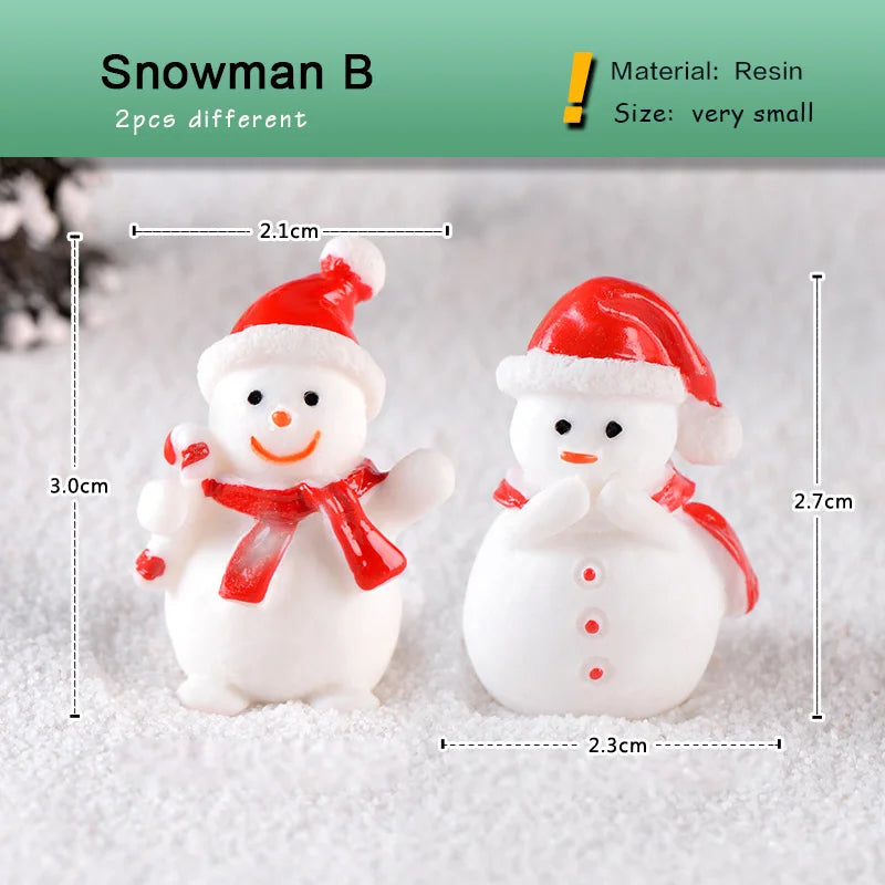New Christmas Deer Santa Claus Sled Tree Snowman Figurine Doll House Home Decor Miniature Garden Decoration Accessories Modern