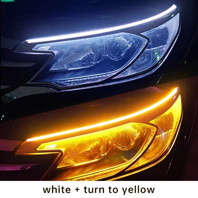 Flexible Car LED Daytime Running Light: DRL Strip with Turn Signal Lamp, 12V Auto Lighting Tool